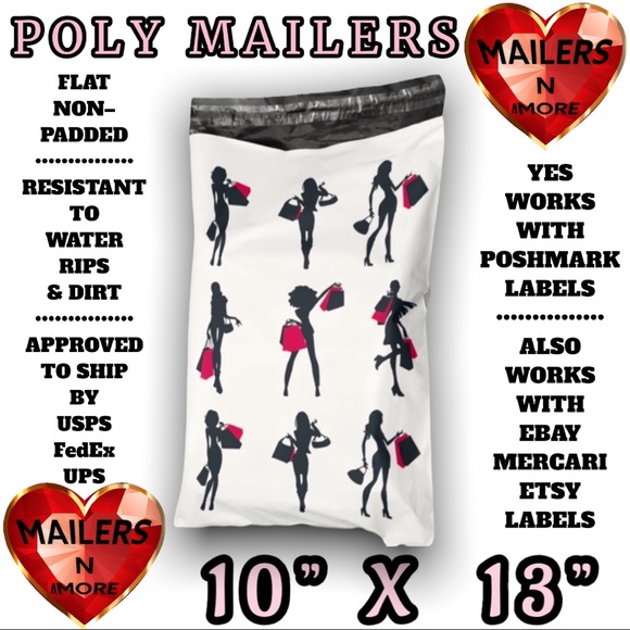 MAILERSNAMORE Other - ( Quantity 25 10x13 ) Silhouette Girls Shopping Mailers Bag Shipping Envelope